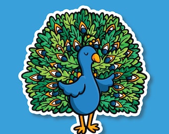 Peacock Vinyl Sticker | Waterproof Sticker | Colorful Peacock Artwork | Cute Bird Stickers | Tropical Birds | Kawaii bird stickers | Animals