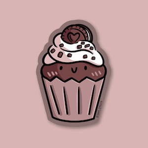 Adesivo cupcake biscotto al cioccolato / Adesivo in vinile resistente alle intemperie / Adesivo Kawaii / Adesivo dessert carino / adesivo cupcake al cioccolato / cibo felice