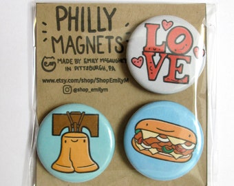Philly Magnet Pack / Philadelphia Magnets / Kawaii Magnets / Philly Gifts / Locker Decoration / Fridge Magnets / Home Decorations