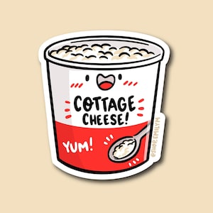 Cottage Cheese Sticker| Weatherproof Vinyl Sticker| Kawaii Sticker | tub of cottage cheese | i love cottage cheese | cute food sticker