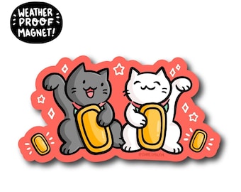 Lucky Cats Magnet |Waterproof Car Magnet | Maneki Neko magnet | cute japan magnet | kawaii cats magnet | black cat | white cat | anime cat