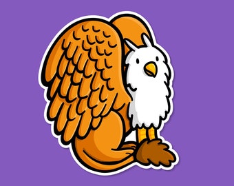 Griffin vinylklistermärke | Vattentätt kryptiderklistermärke | Mytiska bestar | Magiska varelser | Kawaii-stilklistermärken | Vattenflaskklistermärken