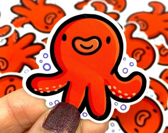 Mini Red Octopus Sticker | Tako Sticker | Japanese Food Sticker | Cute Art | Kawaii Style Stickers | Waterproof Sticker | Phone Case Sticker