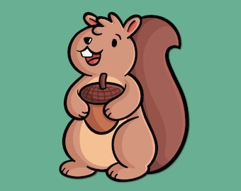 Squirrel Vinyl Sticker | Waterproof Sticker | Water Bottle Stickers | Forest Animals |Cute Animal | Kawaii Stickers | Weatherproof Stickers