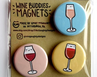 Wine Magnets | Refrigerator Magnets | Fridge Magnets | Locker Magnets | Kitchen Artwork | 21st birthday | Winery | Kawaii Magnets | Alcohol