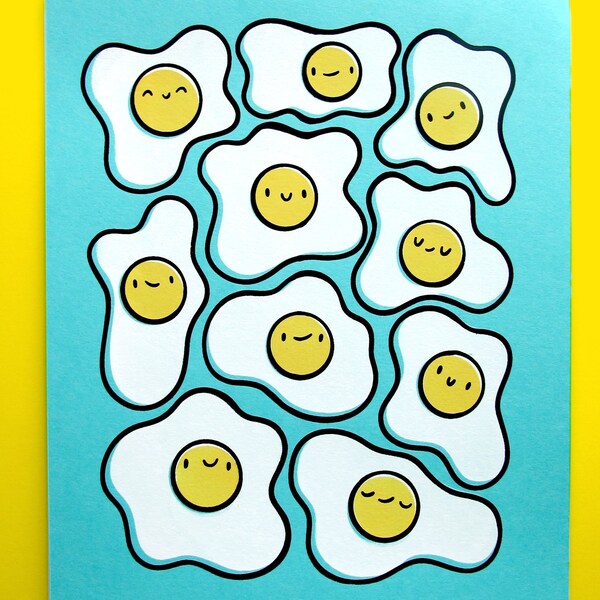 Sunnyside Up Egg Print | Kitchen Artwork | Chef Gift | Foodie Artwork | Kawaii Art | Cute Illustration | Food Artwork | Paleo | Whole30