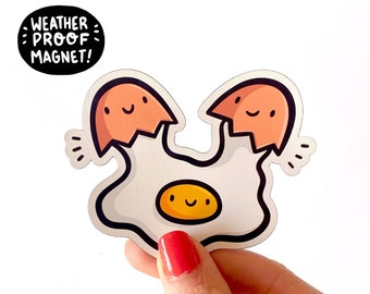 Cracked Egg Magnet | Cute Fridge Magnet | Waterproof Vinyl Car Magnet | Kawaii Food Magnet |Baking Fridge Magnet | Kitchen Decoration