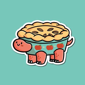 Apple Pie Turtle Sticker| Waterproof Vinyl Sticker | Cute Turtle Sticker | Cute Desserts Sticker | Kawaii Food Sticker | Anime Art Stickers