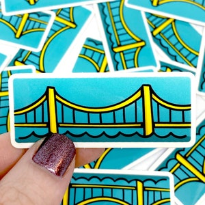 Mini Pittsburgh Yellow Bridge Sticker | Yinzer Sticker | PGH Artwork | Pennsylvania Sticker | Waterproof Sticker | Weatherproof Car Stickers
