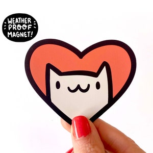 Cat Magnet | Heart Cats | Vinyl Magnet | Waterproof Car Magnet | Kawaii Magnet | Cat Lady Gifts | Fridge Magnet | Locker Magnet | Kittens