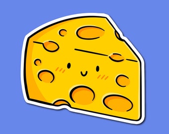 Cheese Sticker | Weatherproof Vinyl Sticker | Waterproof Sticker| Dairy Sticker | Cute Food Art| Cute Slice of Cheese Sticker | Swiss Cheese