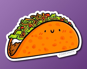 Cheese Taco Sticker | Weatherproof Vinyl Sticker | kawaii Food sticker | fast food taco sticker | crunchy taco sticker | junk food sticker