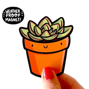Succulent Magnet | plant lady | Waterproof Vinyl Car Magnet | Kawaii plant Magnet | Fridge Magnet | Locker Magnet | Cute plant artwork