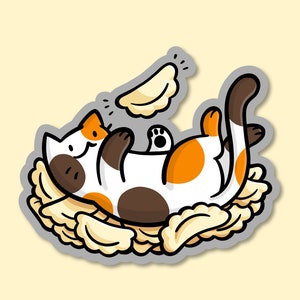 Playing with Pierogis Cat Sticker | Weatherproof Vinyl Sticker | Waterproof Sticker | Cute Pierogi Sticker | Calico Cat |Pittsburgh Sticker
