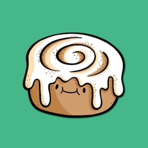 Cinnamon Roll Sticker | Weatherproof Vinyl Sticker | Waterproof Sticker | Kawaii Sticker | Cute Food Art | Cute Dessert Sticker |Sticky Bun