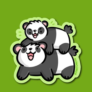 Gestapelte Pandas Aufkleber | Wetterfester Vinyl-Aufkleber | kawaii Tier Sticker | Pandabären Aufkleber | Baby Panda Aufkleber | süße Panda-Kunst