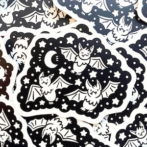 Glow in the Dark Bats Sticker | Halloween Sticker | Vampire Bats | Glow in the Dark Stars | Kawaii Sticker | Cute Animals | Cute Bat Artwork