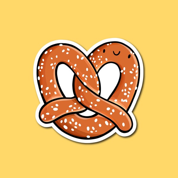 Soft Pretzel Sticker | Weatherproof Vinyl Sticker | Waterproof Sticker | Kawaii Sticker |Cute Food Sticker | Junk Food Sticker| Cute Pretzel