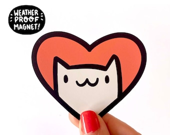 Cat Magnet | Heart Cats | Vinyl Magnet | Waterproof Car Magnet | Kawaii Magnet | Cat Lady Gifts | Fridge Magnet | Locker Magnet | Kittens