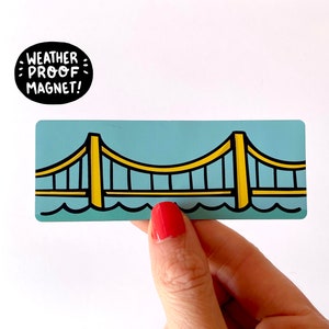 Pittsburgh Bridge Magnet |Yellow Bridge | Car Magnet | PGH Magnet | Pittsburgh Art | Car Magnet | Fridge Magnet | Locker Decoration | Yinzer