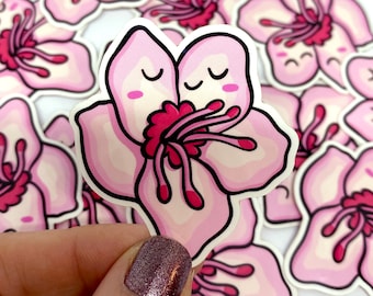 Mini Kirschblüte Aufkleber | Sakura Aufkleber | Japanische Kunstwerke | Wasserdichte Kawaii Aufkleber | Hanami | Rosa Blume Aufkleber | Wasserflasche