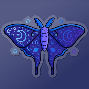 Lunar Moth Sticker| Kawaii Water bottle sticker | Vinyl Sticker | Luna Moth Sticker | Constellation Sticker | Outer Space Artwork| Cute Bugs