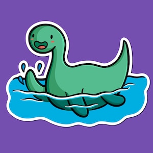 Loch Ness Monster Vinyl Sticker / Cute Nessie Sticker / Adesivo impermeabile / Kawaii / Cryptids Art / Bestie mitiche / Adesivo creatura marina