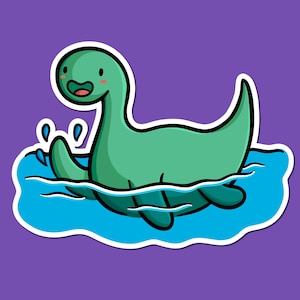 Loch Ness Monster Vinyl Sticker | Cute Nessie Sticker | Waterproof Sticker | Kawaii | Cryptids Art | Mythical Beasts | Sea Creature Sticker