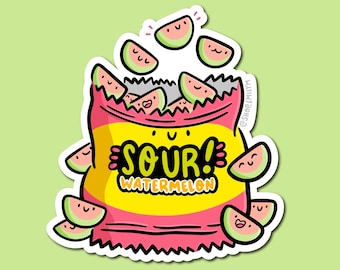 Pegatina de sandía gomosa ácida/Pegatina de vinilo resistente a la intemperie/Pegatina kawaii/Pegatina de caramelo gomoso/Pegatina de gomitas/Pegatina de caramelo ácido