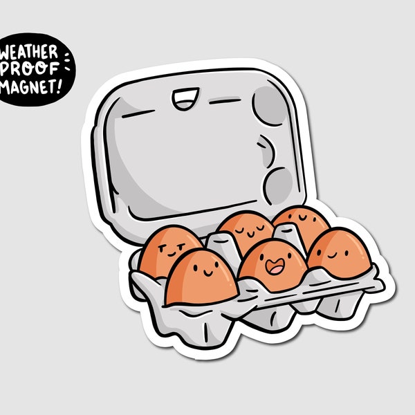 Egg Carton Magnet | cute food magnet | Waterproof Vinyl Car Magnet | Kawaii Food Magnet | Brown Eggs Magnet | Cute Egg Magnet | Happy Egg