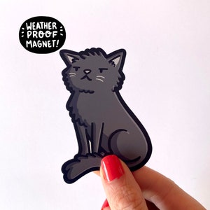 Black Cat Magnet | Weatherproof Car Magnet | Waterproof Magnet | Black Cat Artwork | Grumpy Cats |Kawaii Cat Magnet | Catlady gift | Pet Cat