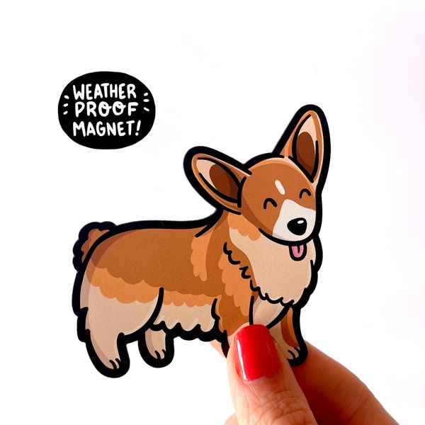 Corgi Magnet | Pembroke Welsh Corgi | Waterproof Vinyl Car Magnet | Kawaii Dog Magnet | Fridge Magnet | Locker Magnet | Pet Dog Artwork