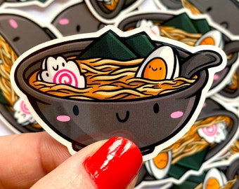 Mini Ramen Sticker | Japanese Food Artwork | Kawaii Food Stickers Waterproof Vinyl Sticker | Water Bottle Sticker | Car Sticker | Naruto Egg