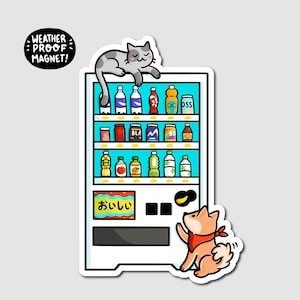 Japanischer Verkaufsautomaten-Magnet | Kawaii Japan Magnet | Wasserdichter Vinyl-Automagnet | Shiba Inu Magnet | Anime Magnet | Japan inspirierte Kunst