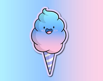 Zuckerwatte Sticker | Wetterfester Vinyl Sticker | Wasserfester Sticker | Kawaii Sticker | Süßer Food Sticker | Fair Food | Desserts Aufkleber