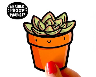 Succulent Magnet | plant lady | Waterproof Vinyl Car Magnet | Kawaii plant Magnet | Fridge Magnet | Locker Magnet | Cute plant artwork