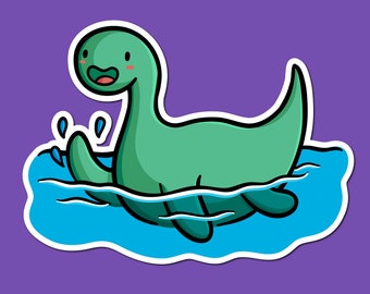 Loch Ness Monster Vinyl Sticker / Cute Nessie Sticker / Waterproof Sticker / Kawaii / Cryptids Art / Mythical Beasts / Sea Creature Sticker