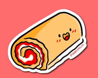 Adesivo rotolo di fragole/adesivo in vinile resistente alle intemperie/adesivo per cibo Kawaii/adesivo per torta di fragole/adesivo per dolci carini/adesivo per cibo spazzatura