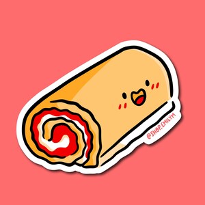 Strawberry Roll Sticker| Weatherproof Vinyl Sticker| Kawaii food Sticker| strawberry cake sticker | cute desserts sticker |junk food sticker