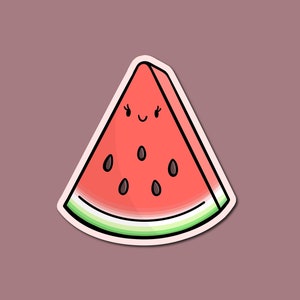 Wassermelone Sticker | Wetterfester Vinyl-Aufkleber | Wasserfester Aufkleber | Kawaii Aufkleber | Süßer Essen Aufkleber | Süße Obst Aufkleber | Sommerzeit