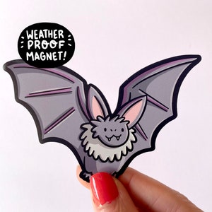 Vampire Bat Magnet | Waterproof Car Magnet | Halloween Magnet | Gray Bat Artwork | Cute Bat magnet | Kawaii Animals Artwork | Spooky magnet