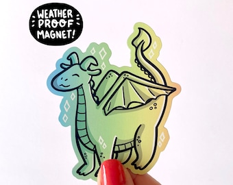 Rainbow Dragon Magnet | Weatherproof Car Magnet | Pastel Dragon Artwork | Cute Dragons | Mythical Creature| Rainbow Gradient| Pastel Rainbow