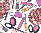 Makeup Stickers Pack Lipstick Eyeshadow Palette Kawaii Mascara Planner Stickers Bullet Journal Laptop Stickers Ipad Stickers
