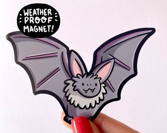 Vampire Bat Magnet | Waterproof Car Magnet | Halloween Magnet | Gray Bat Artwork | Cute Bat magnet | Kawaii Animals Artwork | Spooky magnet