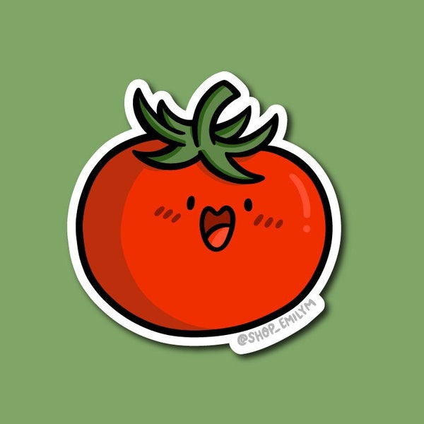 Tomato Sticker | Weatherproof Vinyl Sticker| Kawaii Sticker| Happy vegetable sticker | cute food sticker | smiling food sticker |cute veggie