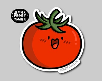 aimant de tomate | Aimant en vinyle résistant aux intempéries | Aimant de voiture étanche | Aimant mignon de nourriture | aimant heureux de nourriture | aimant végétarien | art culinaire sain