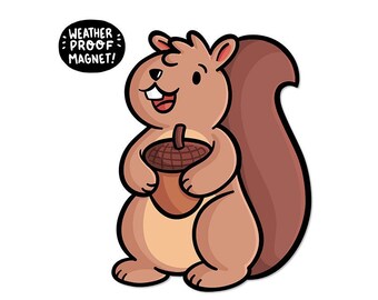 Brązowy Wiewiórka Magnes | Magnes Leśne Zwierzęta | Wodoodporny Winylowy Magnes Samochodowy | Kawaii Magnes Na Lodówkę | Magnes Natura | Urocze Magnesy Na Szafkę