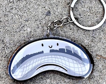 Chicago Bean Keychain | Cute Keychain | kawaii keychain | cute chicago keychain | chicago trip keychain | cute chicago gift | chicago art