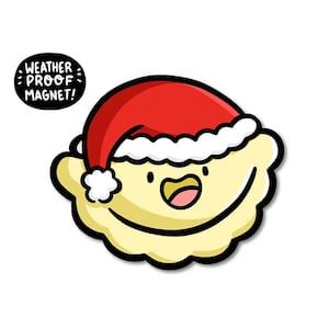 Santa Pierogi Weatherproof Magnet |Waterproof Car Magnet | Holiday Art| Pittsburgh Christmas Gift| Cute Pierogi Magnet | Christmas Magnet