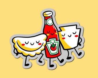 Pittsburgh Pals Sticker | Weatherproof Vinyl Sticker | Waterproof Sticker | Kawaii Sticker | Cute Pierogi | Yinzer Gift | Ketchup Sticker